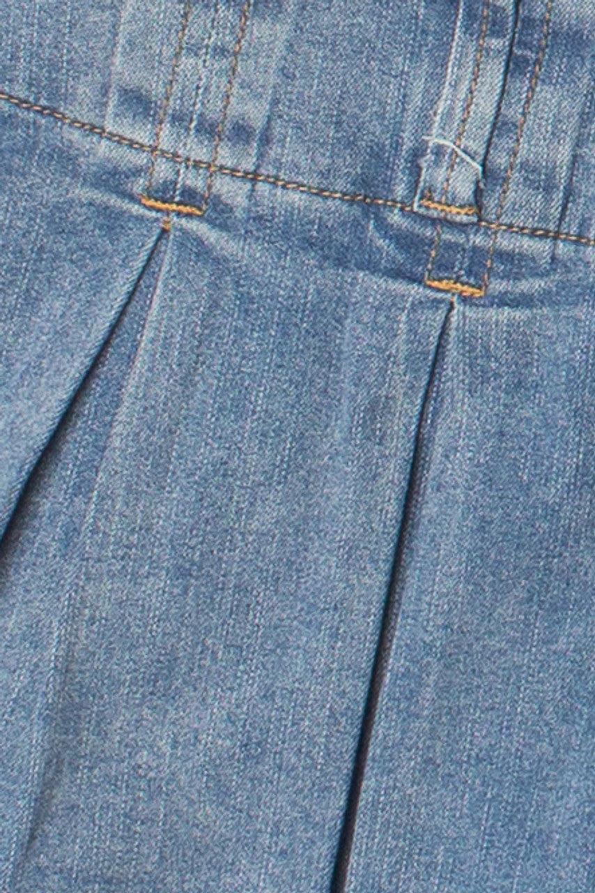 Low Rise Denim Pleated Mini Skort Product Image