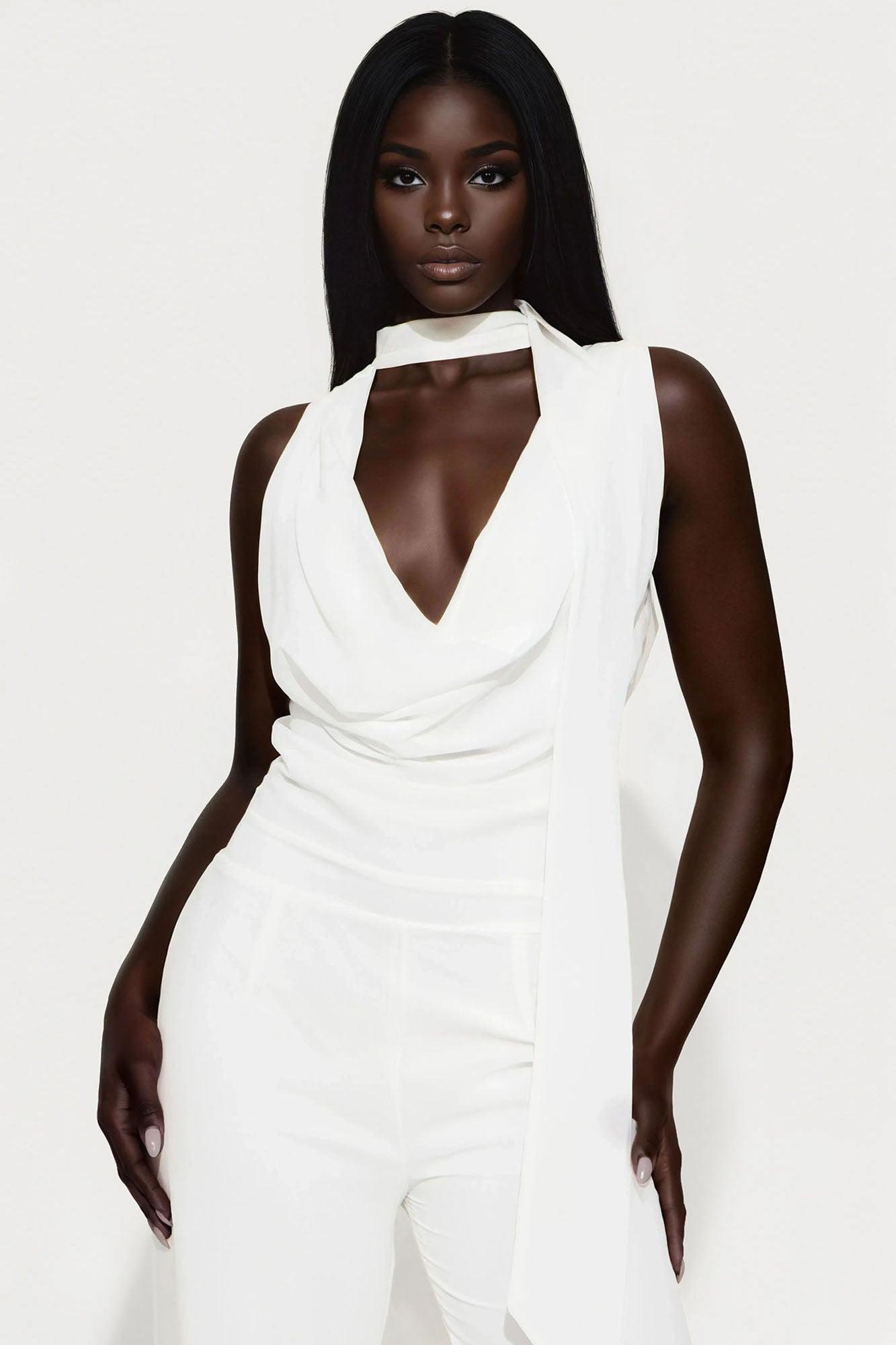 Want You Back Chiffon Jumpsuit - White Female Product Image