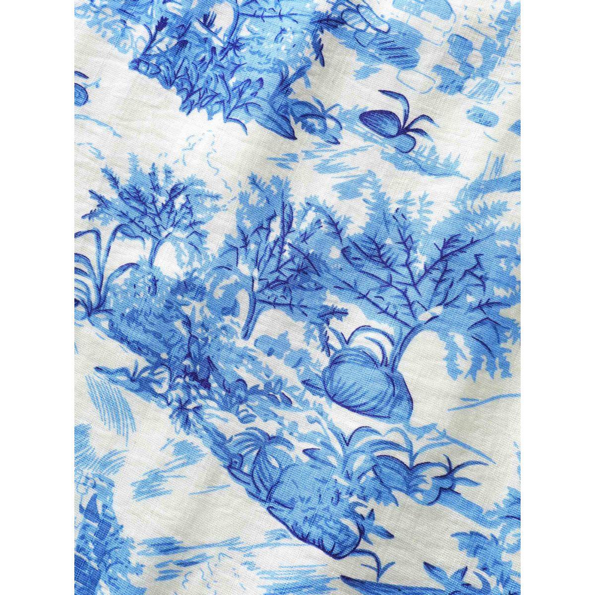 Plus Size Landscape Floral Print Cinched-Waist Maxi Dress Skyblue Women V-neck Cap Sleeve Curvy BloomChic 10/M Product Image