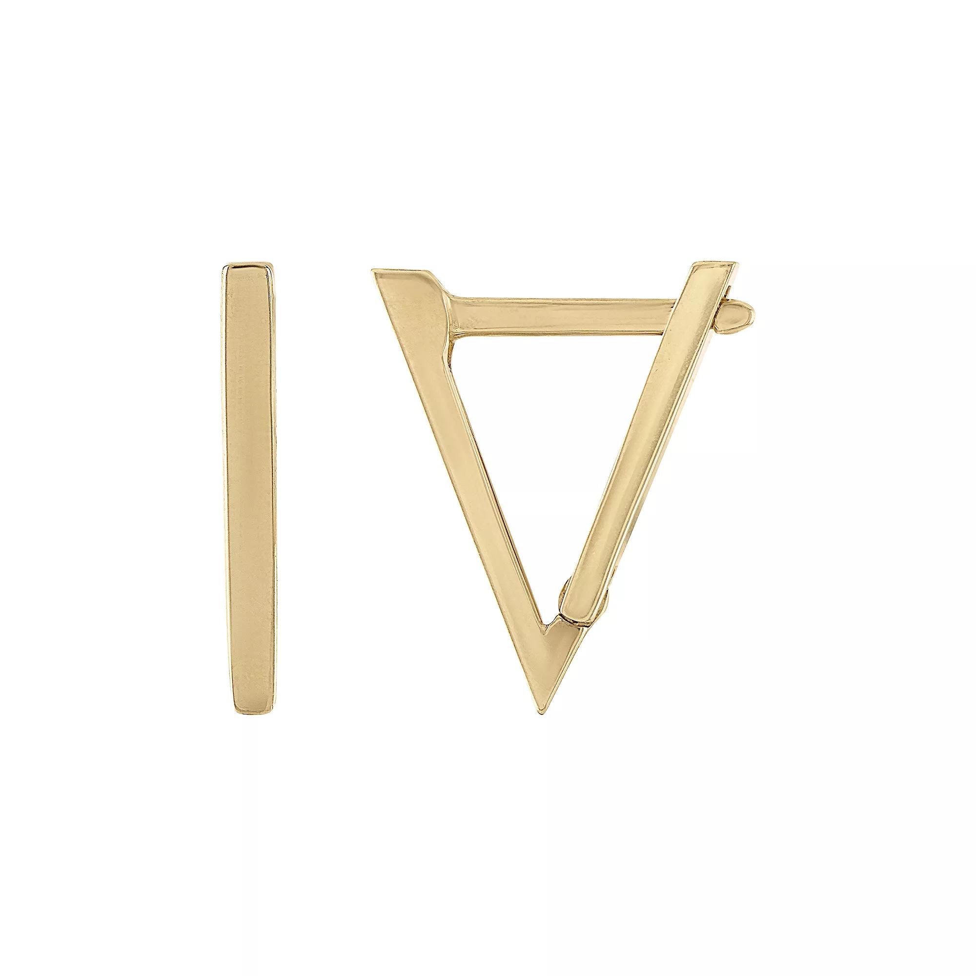Amella Jewels 14k Gold 14 mm Triangle Huggie Hoop Earrings, Women's Product Image