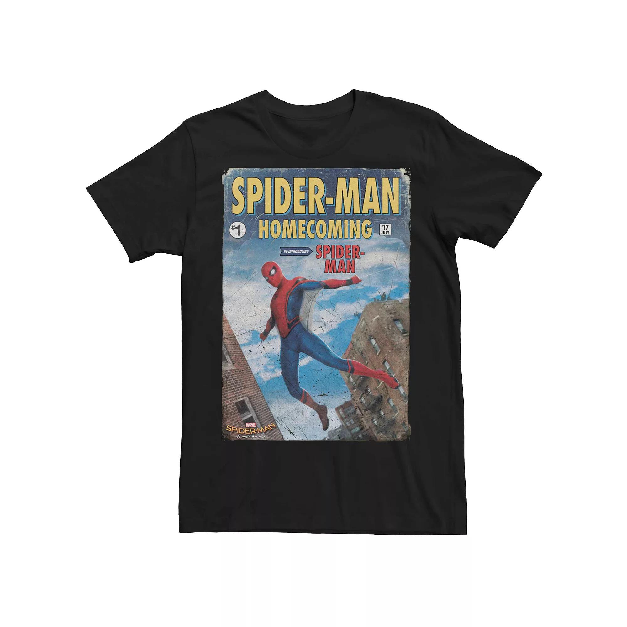 Mens Marvel Spider-Man Homecoming Comic Book Cover Tee Product Image