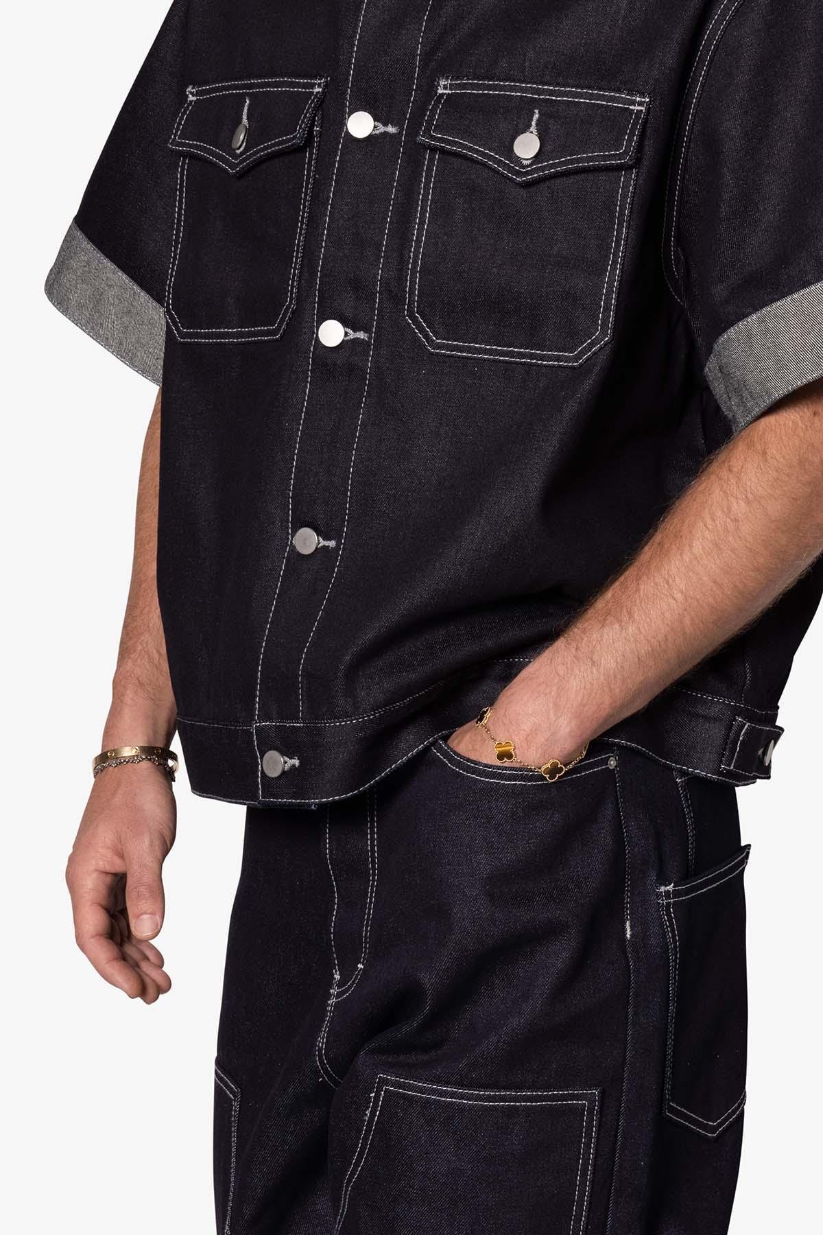 Raw Denim Work Shirt - Blue Product Image