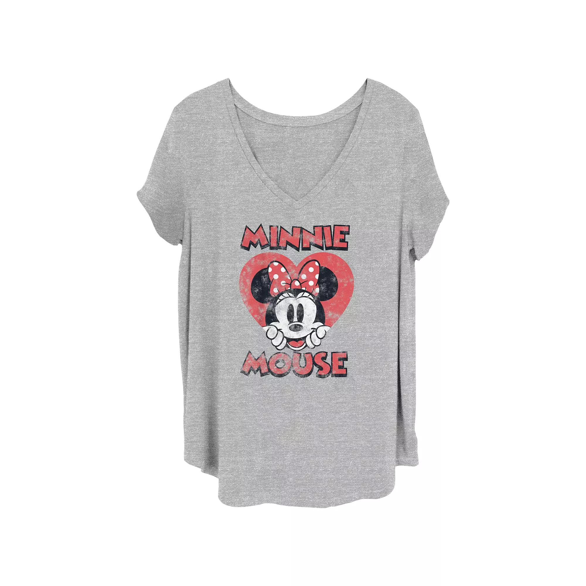 Disney's Minnie Mouse Heart Peek Juniors' Plus Graphic Tee, Women's, Size: 4XL, Grey Gray Product Image
