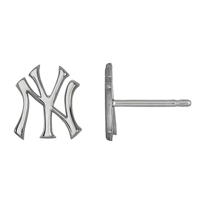 LogoArt Sterling Silver New York Yankees Stud Earrings, Women's, Size: 9MM Product Image