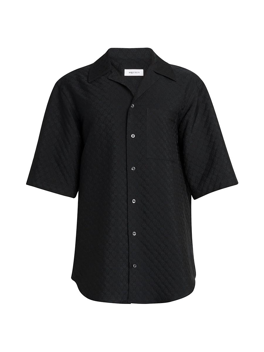 Mens Camp Collar Skull Jacquard Shirt Product Image