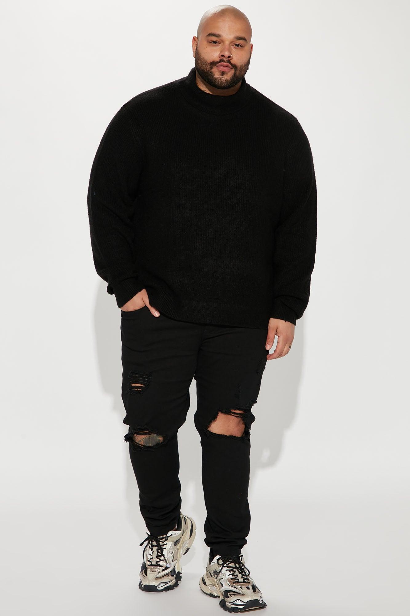 Simply Ribbed Cozy Turtleneck Sweater - Black Product Image