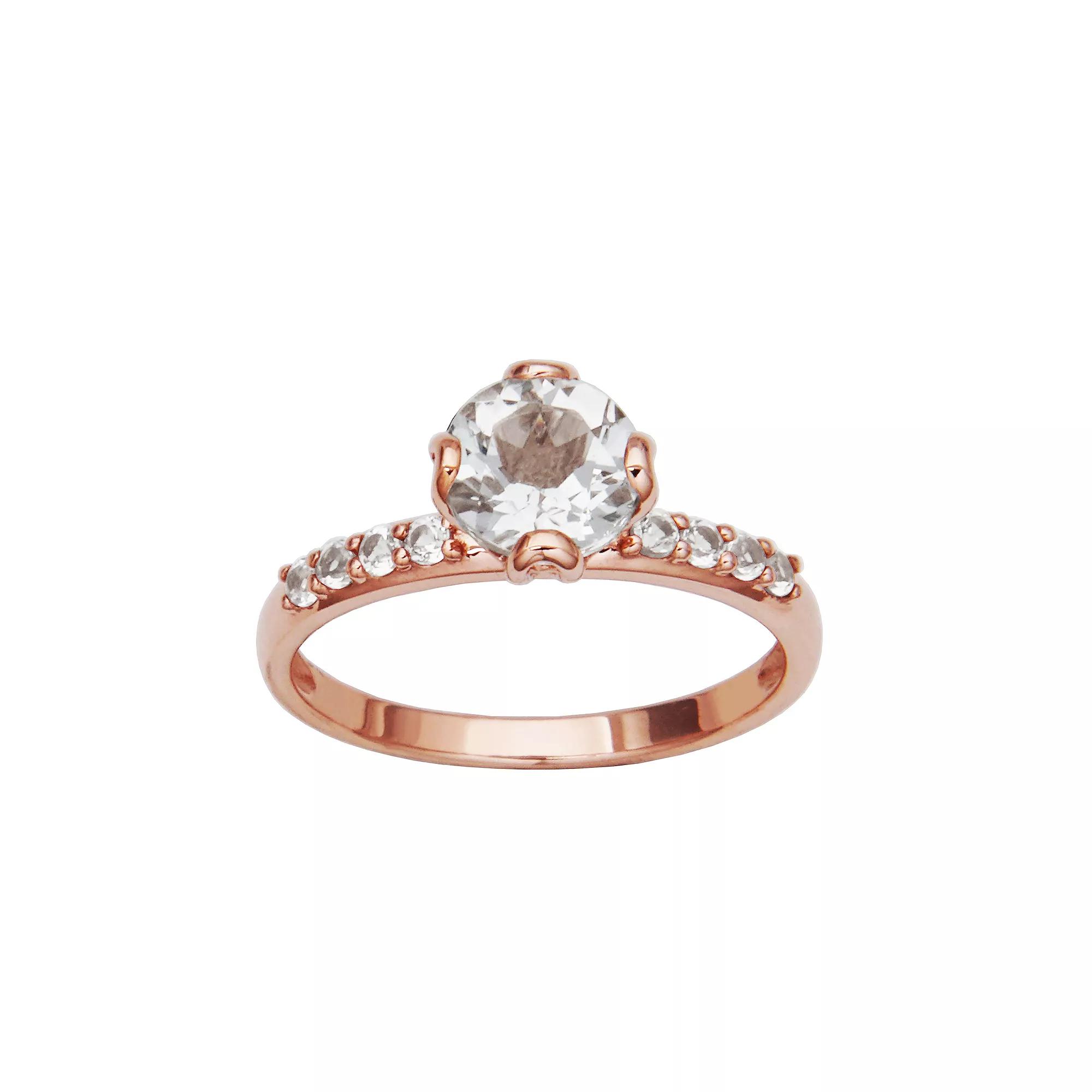 10k Rose Gold White Topaz Engagement Ring, Women's, Size: 9, 10k Gold Product Image