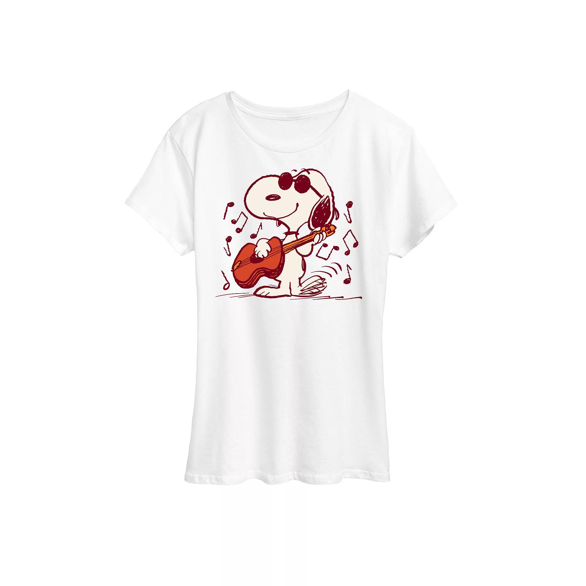 Women's Peanuts Snoopy Joe Cool Guitar Graphic Tee,  Product Image