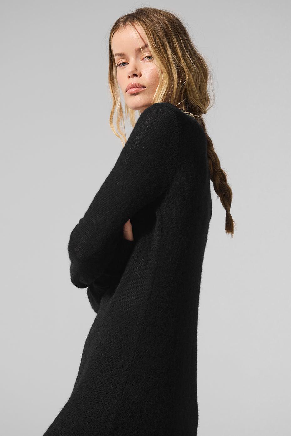 Sheer Cashmere Long Cardigan - Black Female Product Image