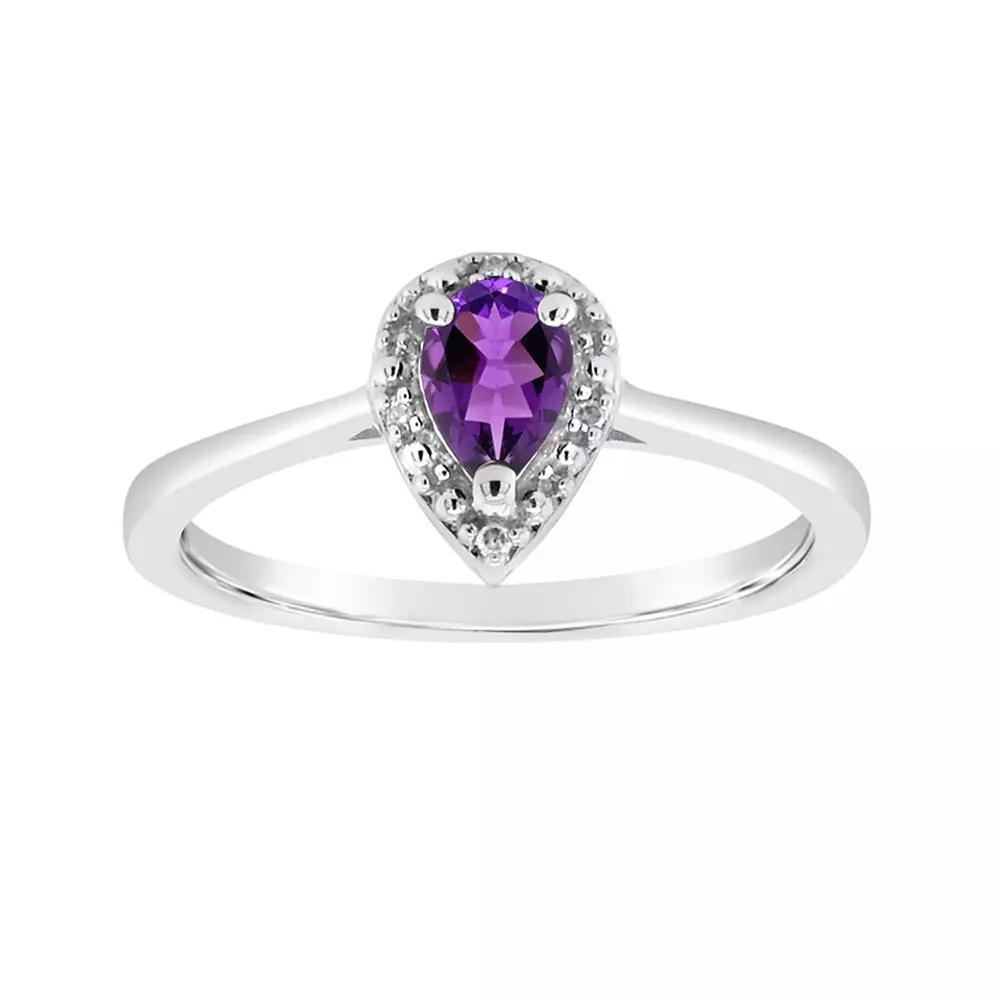 Celebration Gems Sterling Silver Pear Shaped Diamond Accent Frame Ring, Women's,  Product Image