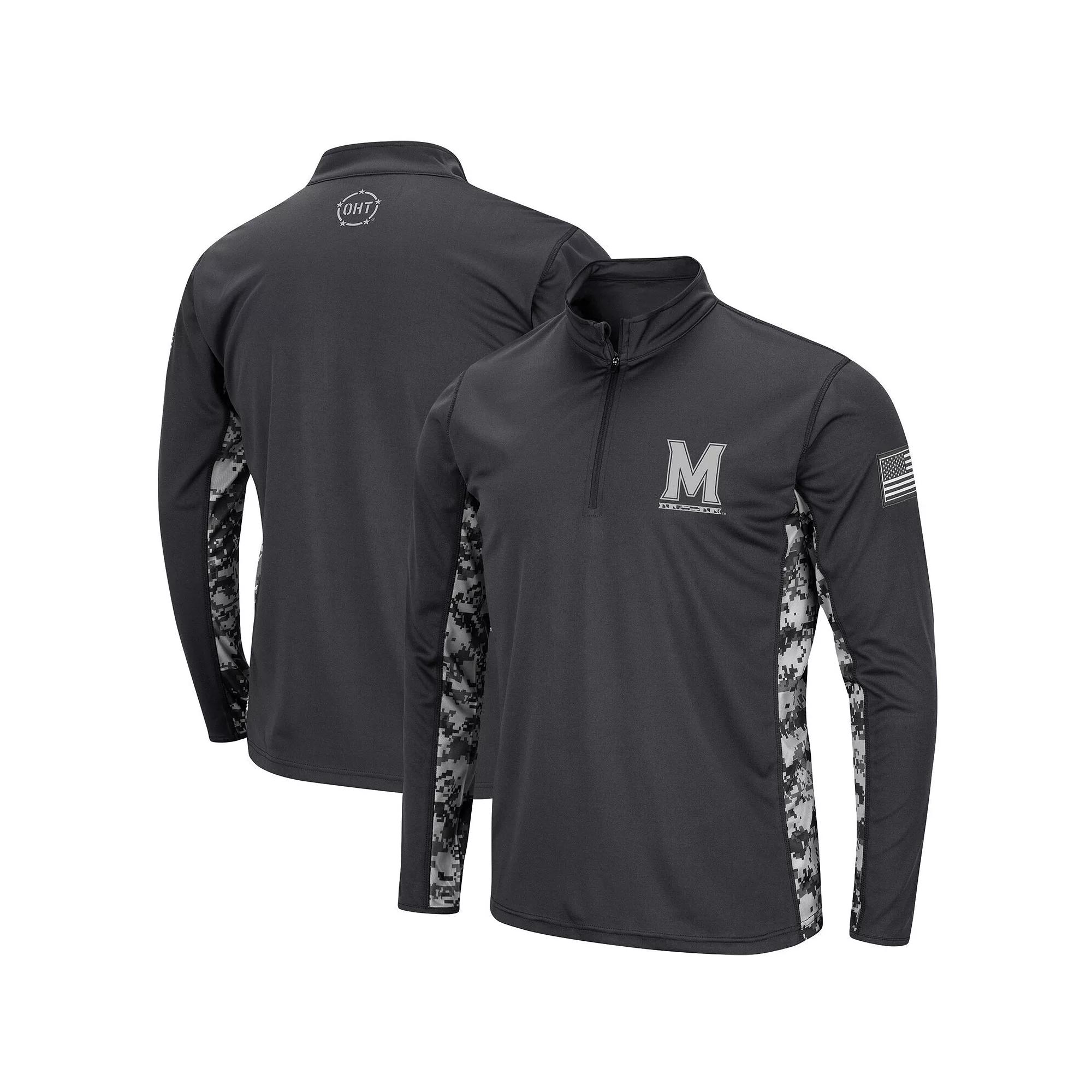 Men's Colosseum Charcoal Maryland Terrapins OHT Military Appreciation Digital Camo Lightweight Quarter-Zip Pullover, Size: Large Product Image