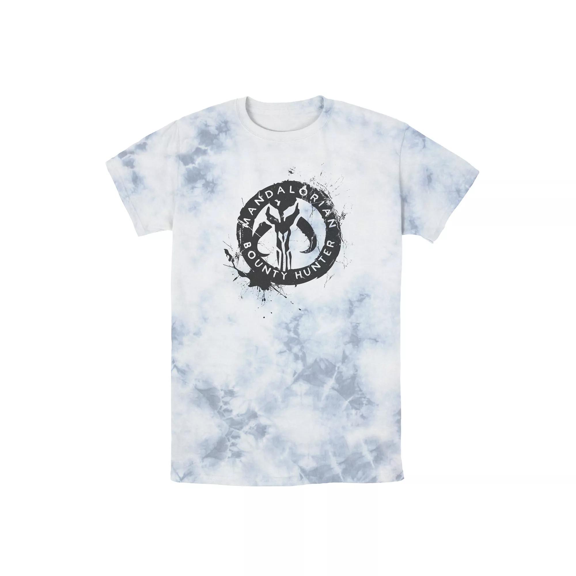 Men's Star Wars The Mandalorian Paint Splatter Emblem Tee, Boy's, Size: Small, Blue Pink Light Yellow Product Image