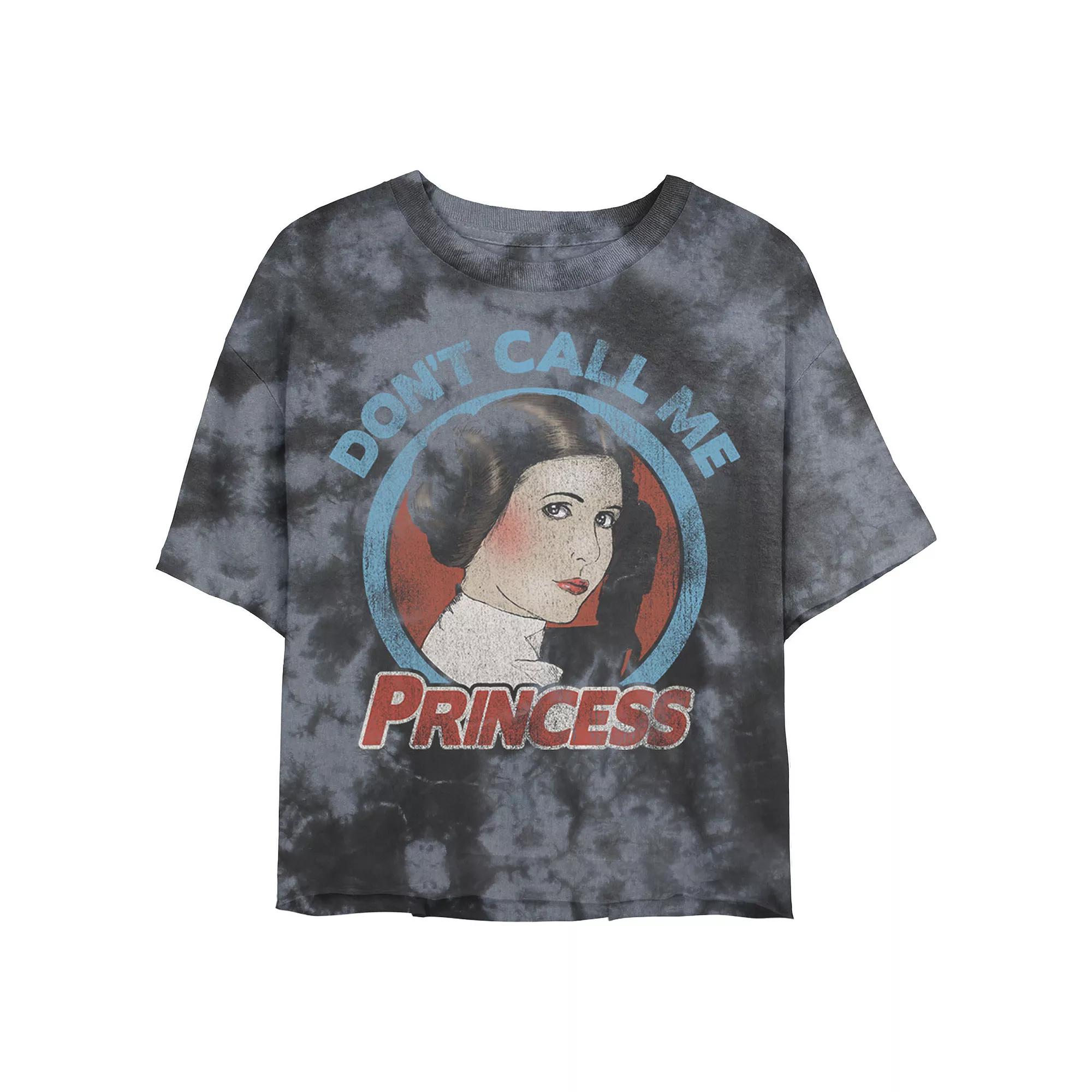 Juniors' Star Wars Princess Leia "Don't Call Me Princess" Wash Crop Tee, Girl's, Size: XL, Black Grey Product Image