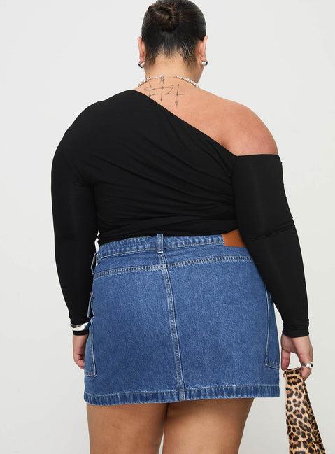 Zakai Cargo Denim Mini Skirt Mid Blue Curve Product Image