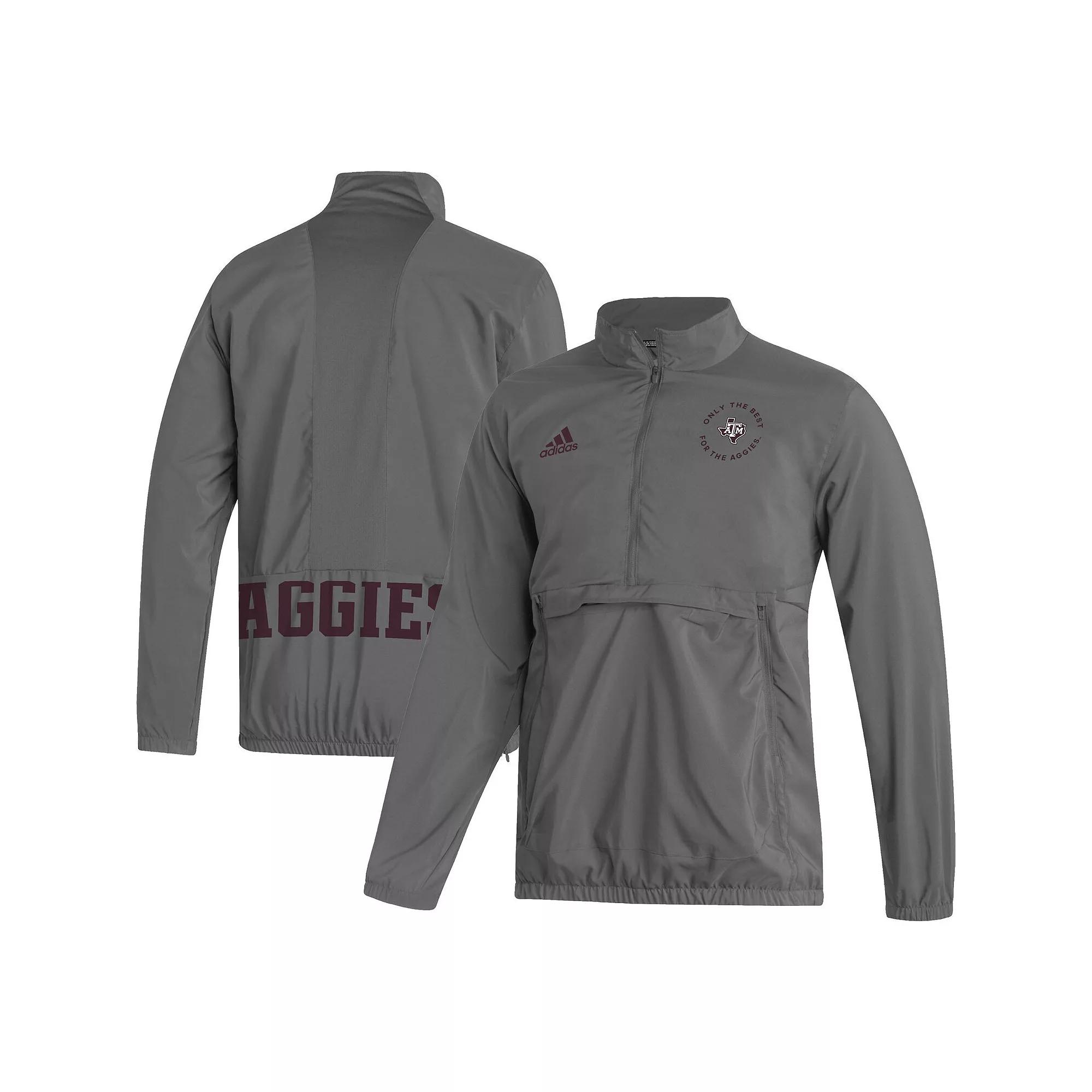 Men's adidas Gray Texas A&M Aggies AEROREADY Half-Zip Jacket,  Product Image