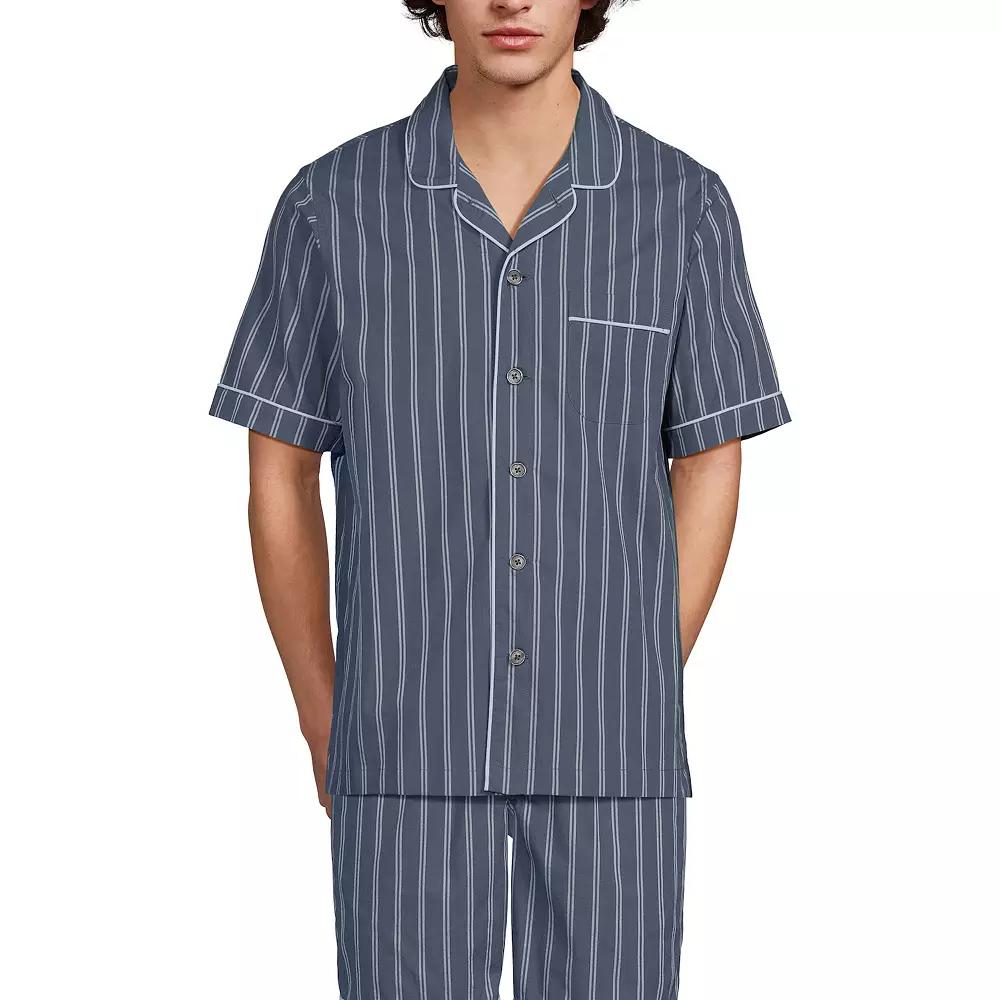 Men's Lands' End Poplin Pajama Shirt, Size: Large, Blue Chambray Product Image