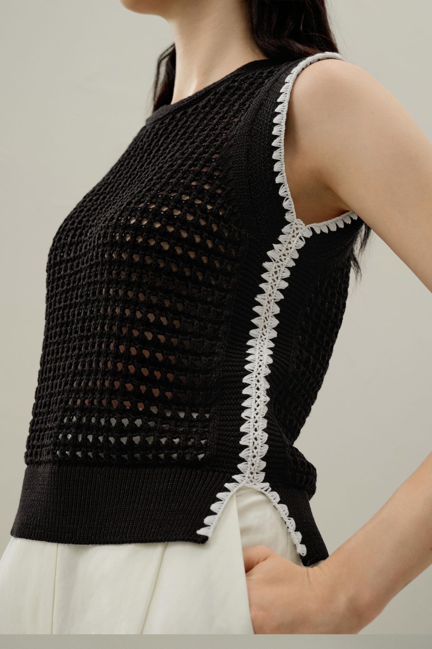 Toscana Pointelle Embroidered Vest Product Image