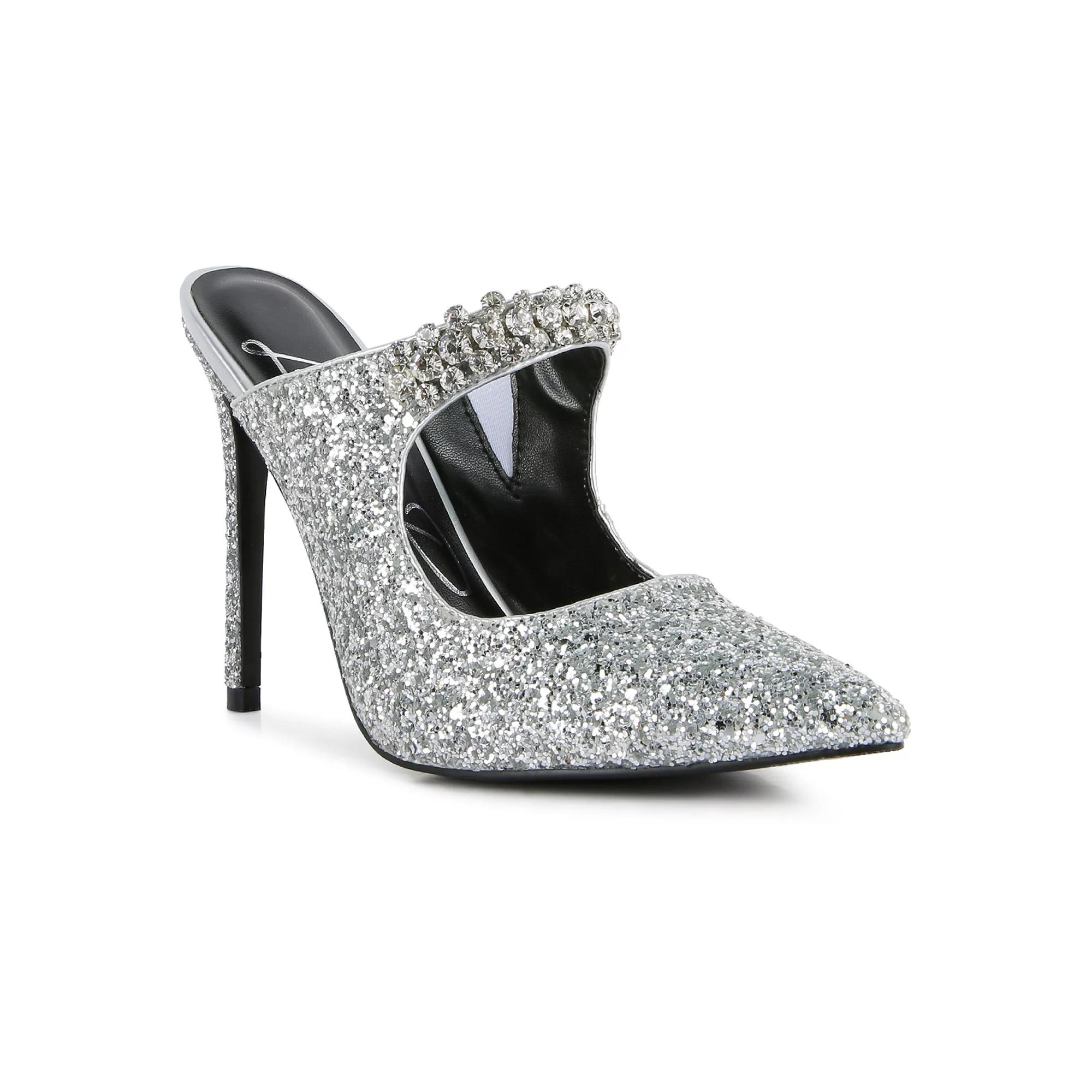 London Rag Twinklet Women's Glitter High Heel Shoes, Size: 7, Silver Product Image