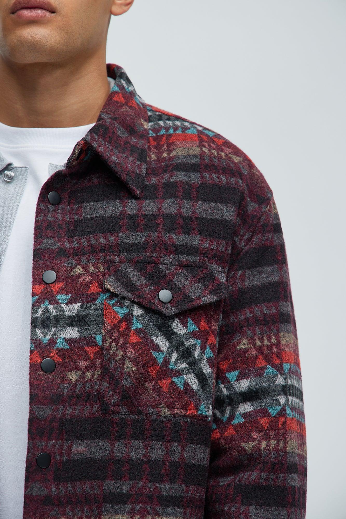 If We Ever Tried Quilted Shacket - Burgundy/combo Product Image