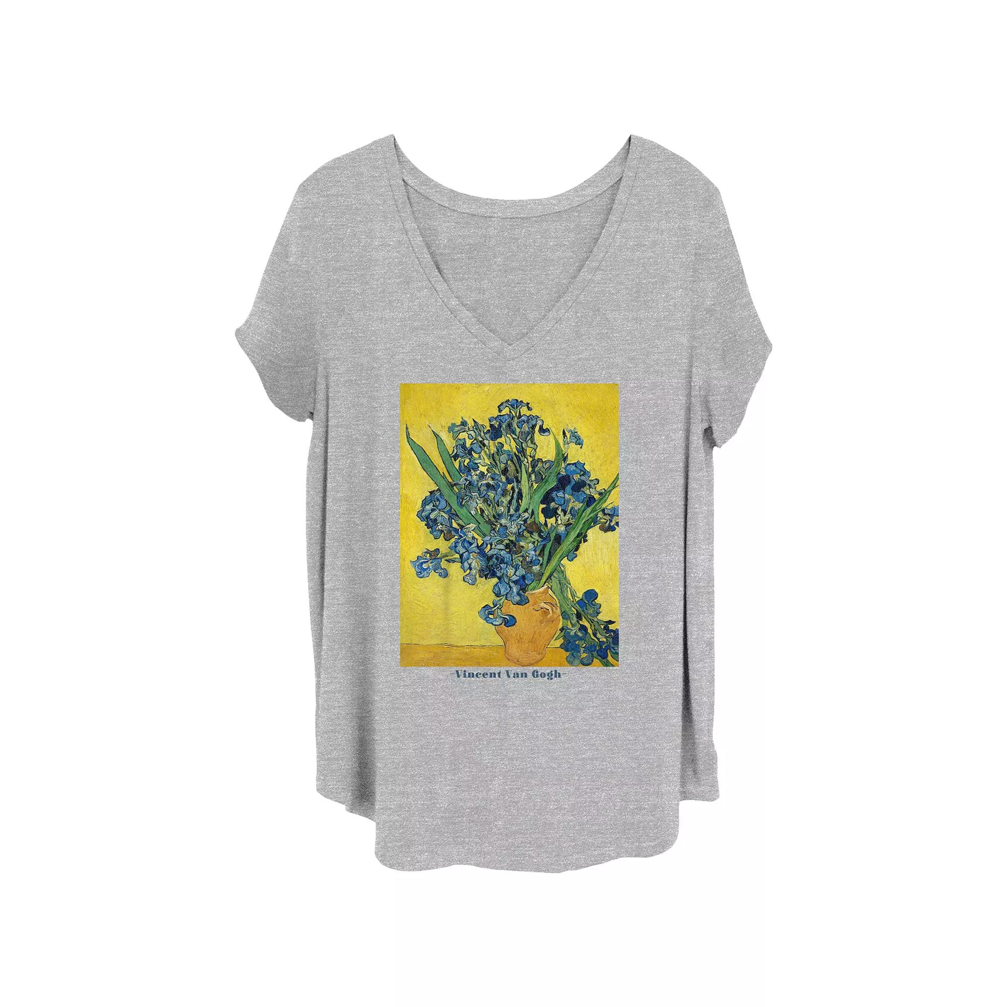 Juniors' Plus Vincent Van Gogh Irises V-Neck Graphic Tee, Women's,  Product Image