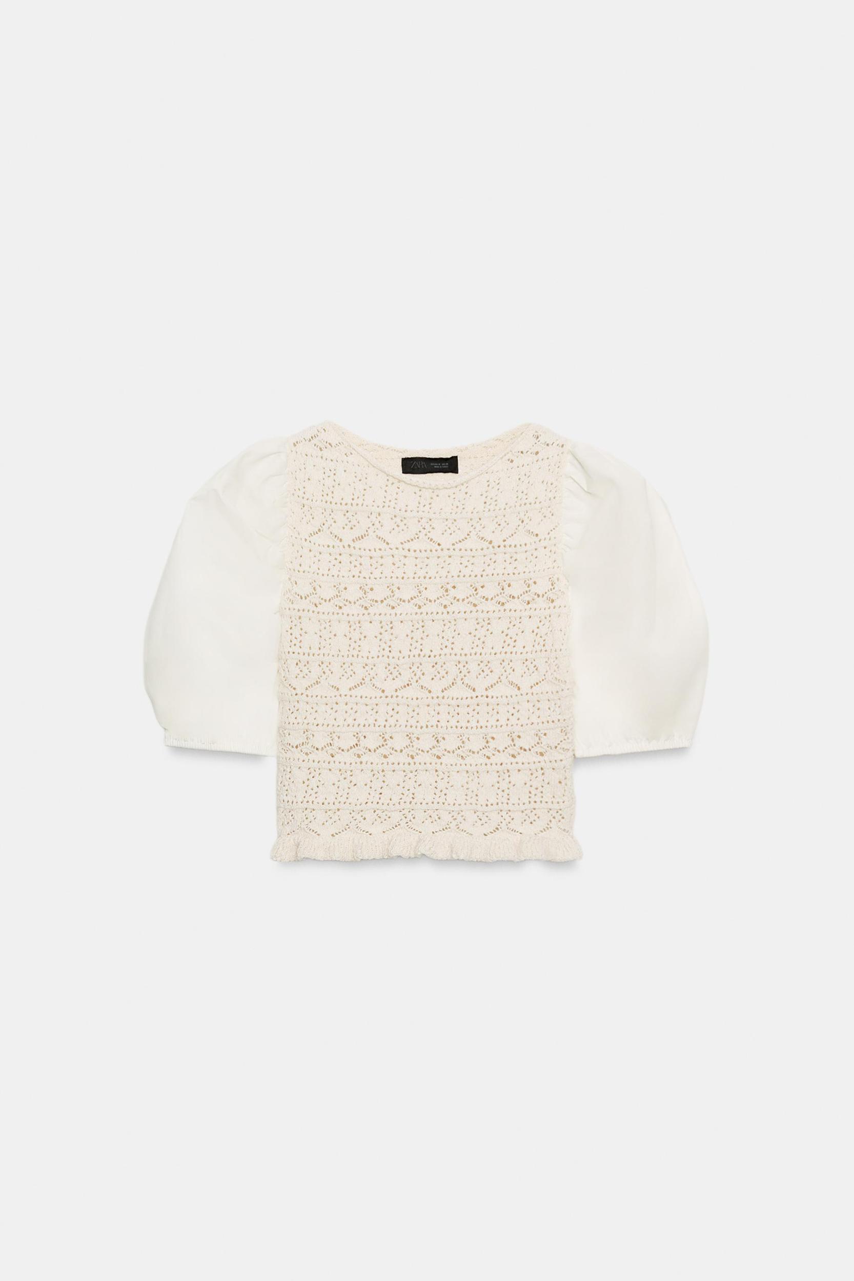COMBINATION PUFF SLEEVE KNIT JUMPER Product Image