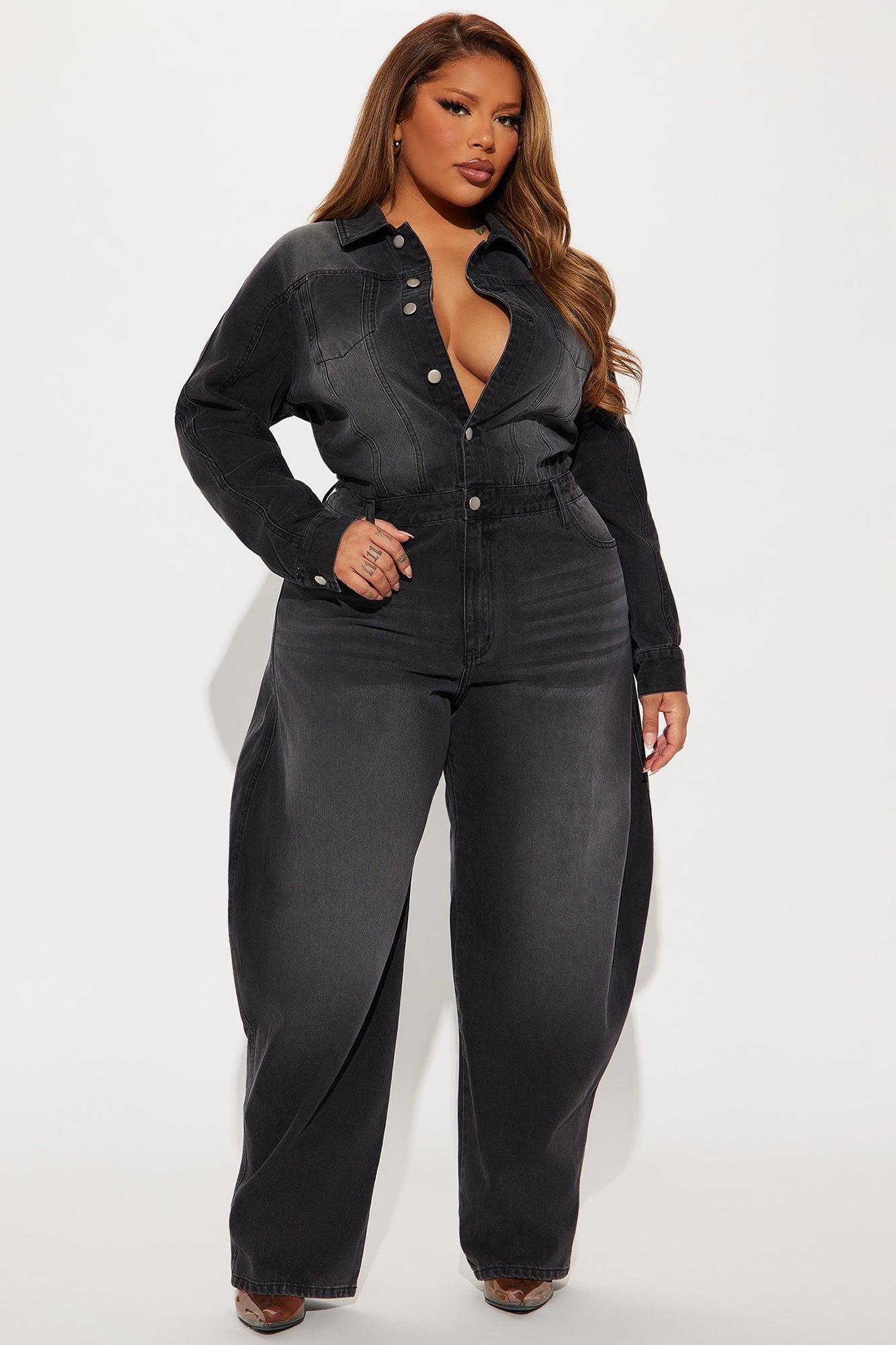 Bottom of the Barrel Denim Jumpsuit - Black Product Image