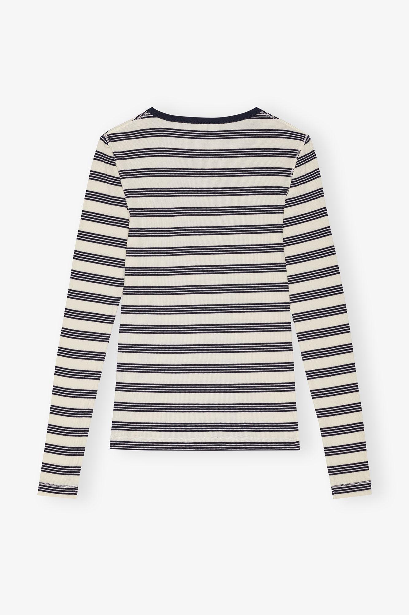Striped Soft Cotton Rib Long Sleeve T-Shirt Product Image