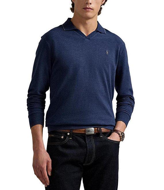 Polo Ralph Lauren Textured Jersey Long Sleeve Polo Shirt Product Image
