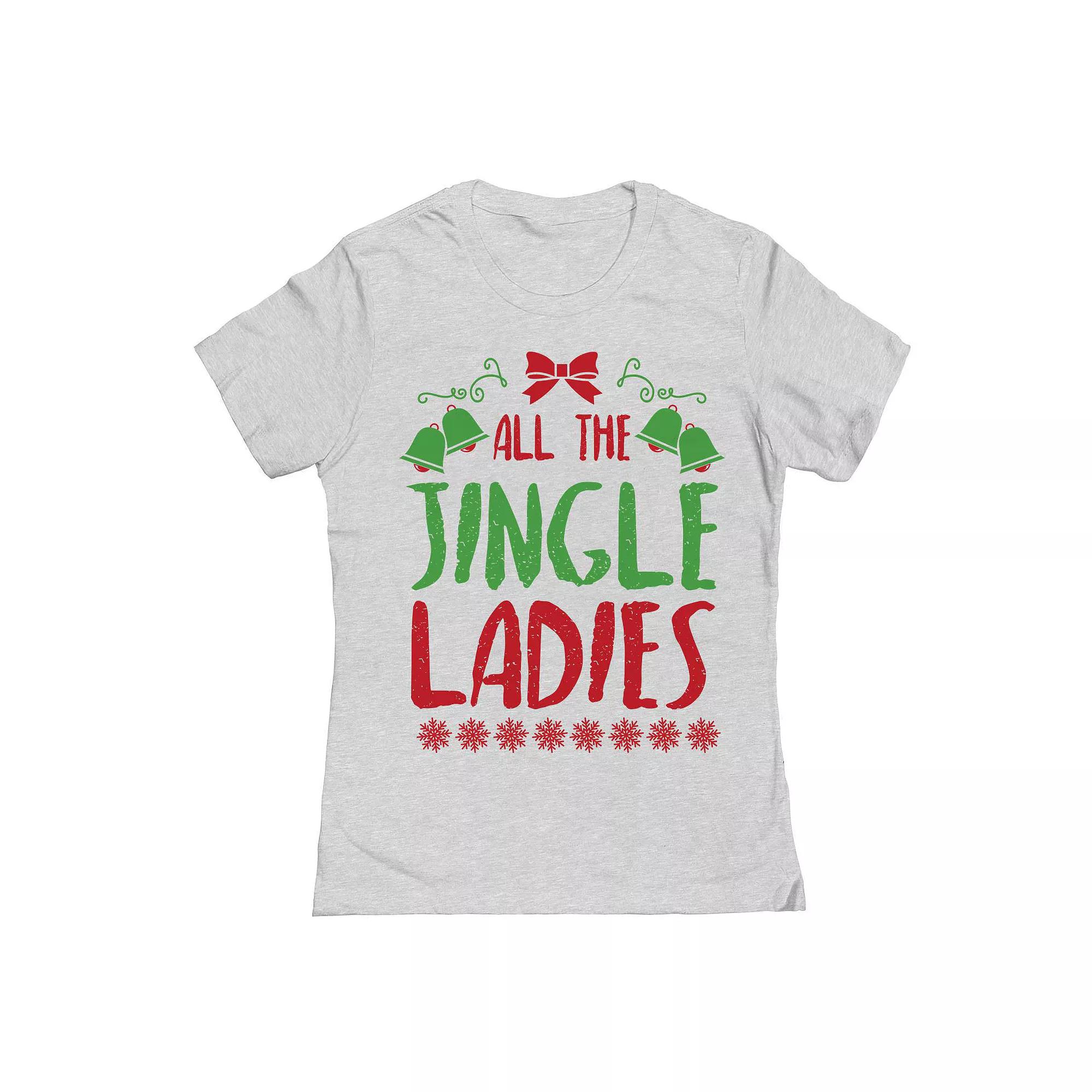 Junior's Christmas Jingle Ladies Graphic Tee, Women's, Size: Small, Grey Gray Product Image