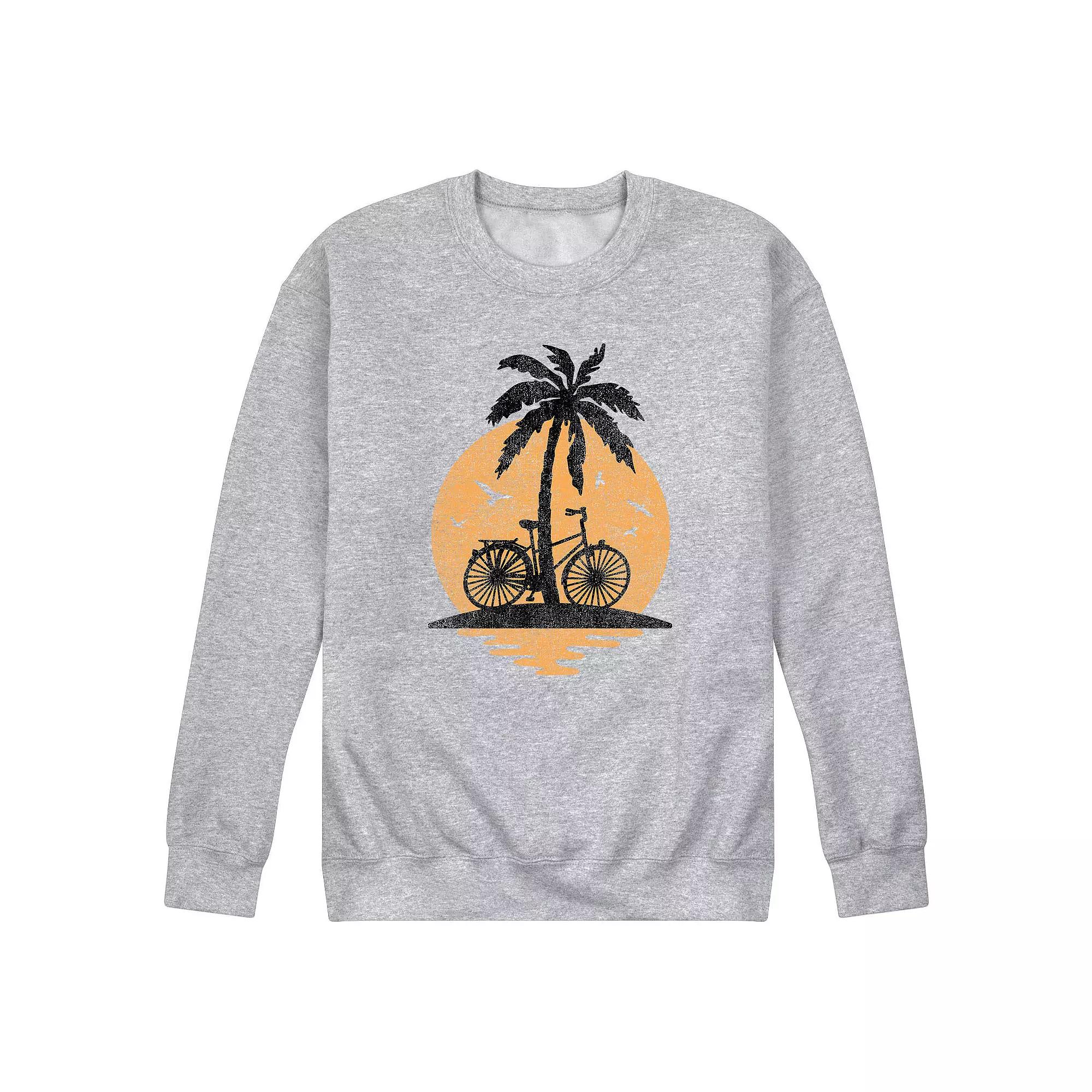 Men's Sunset Palm Tree Bike Fleece Sweatshirt,  Product Image