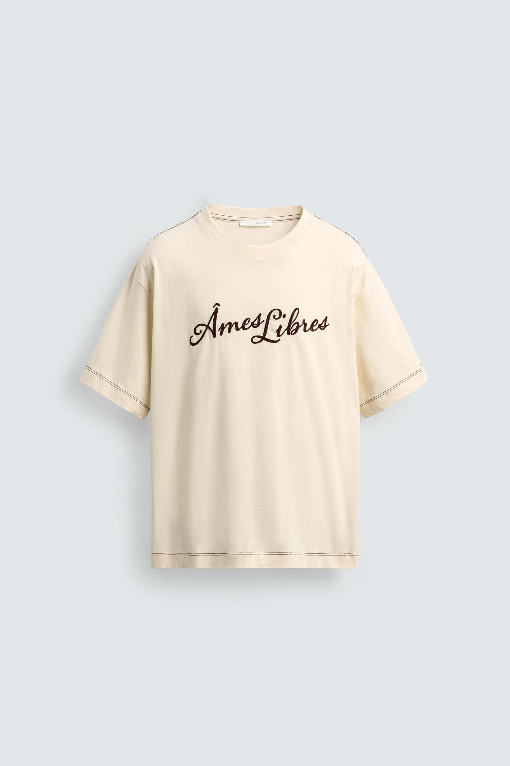 RELAXED FIT EMBROIDERED TEXT T-SHIRT Product Image