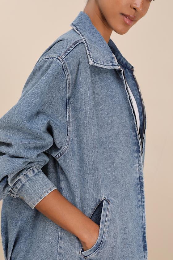 Marella Light Wash Oversized Denim Jacket Product Image