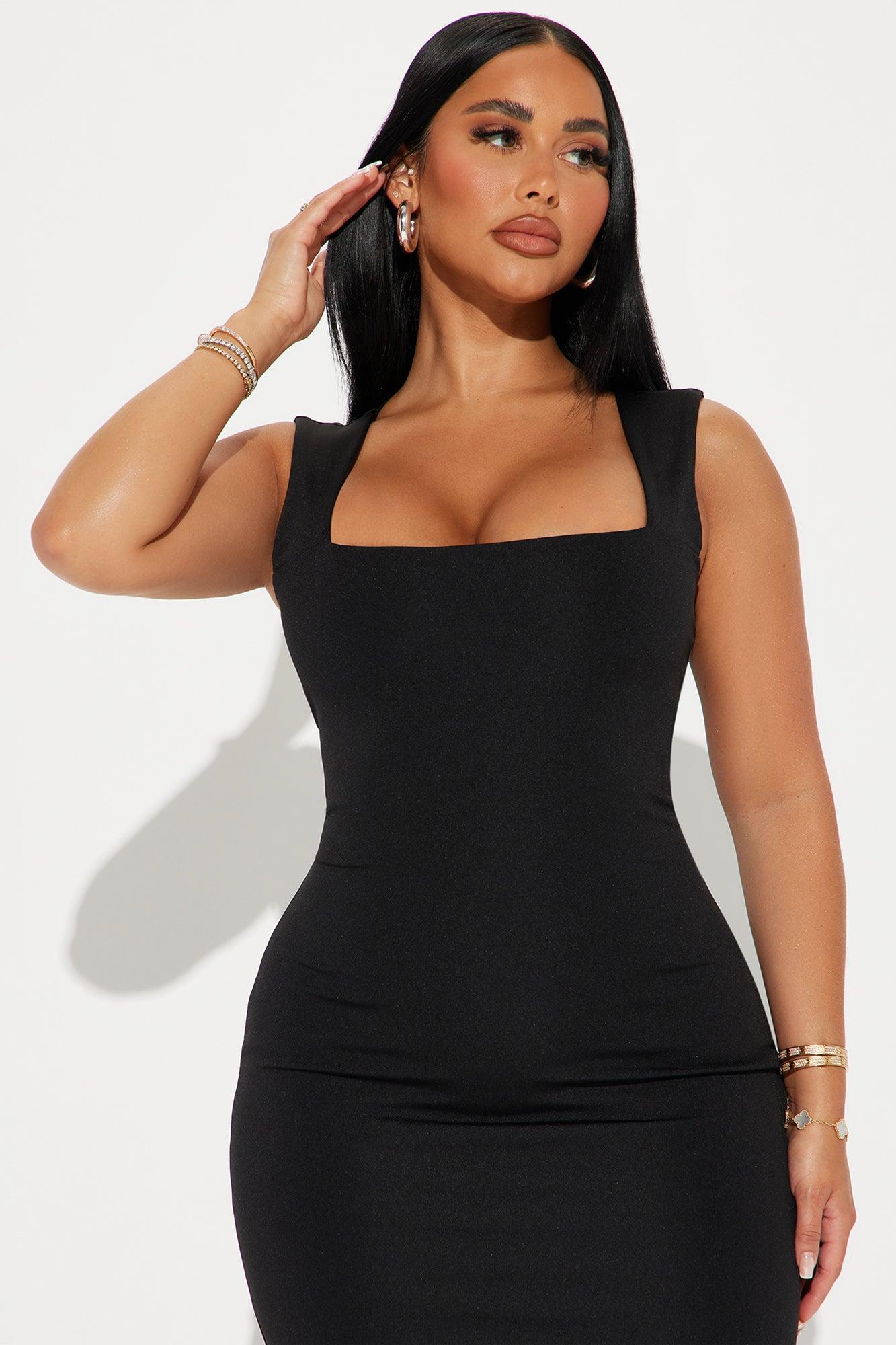 Colette Double Lined Midi Dress - Black Product Image