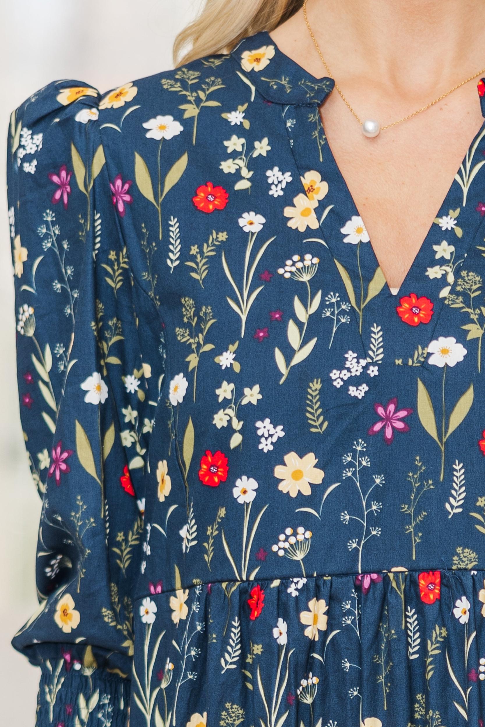 NURSING COLLECTION: What A Surprise Navy Floral Midi Dress Female Product Image