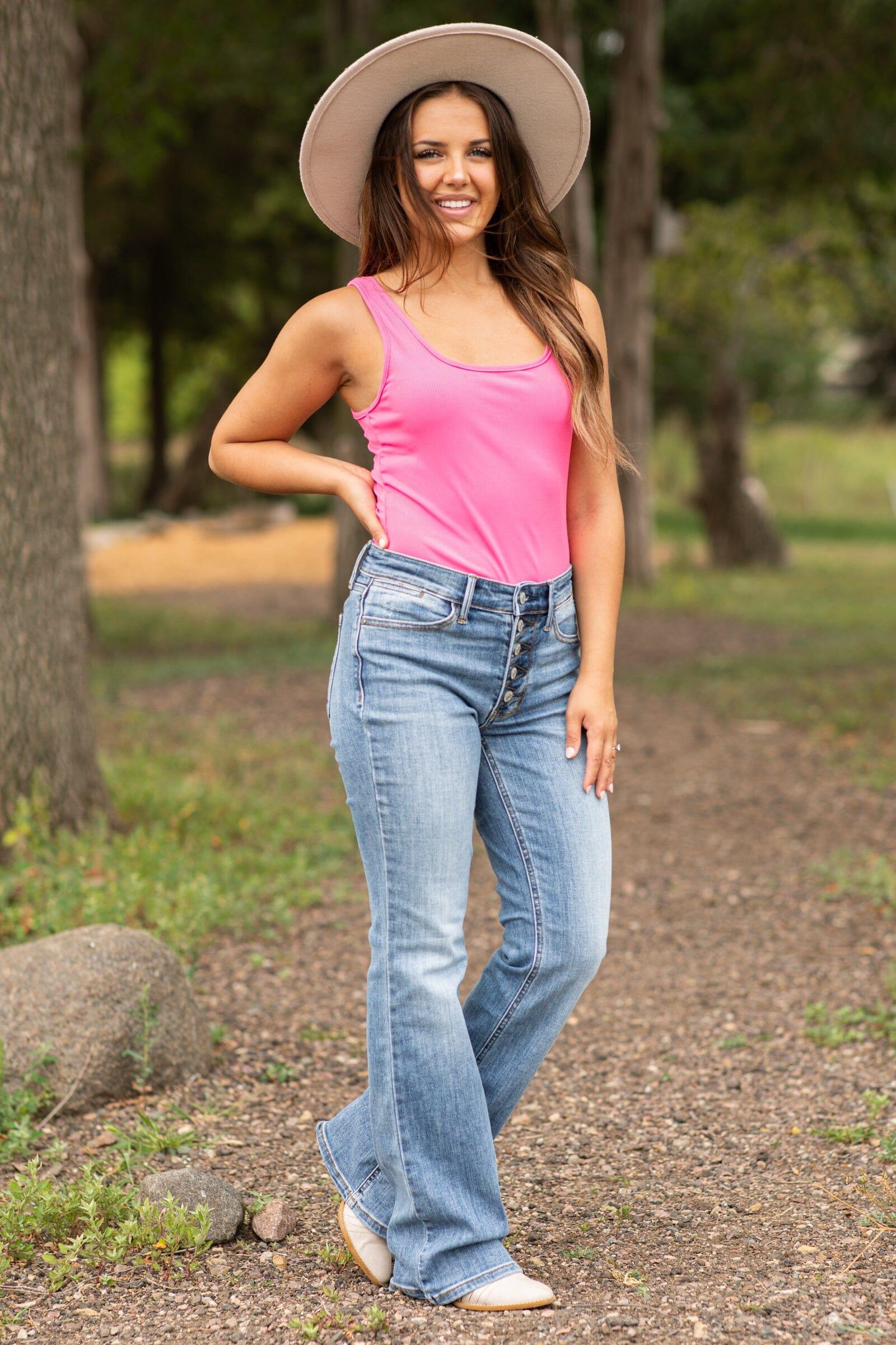 Hot Pink Round Neck Bodysuit Product Image