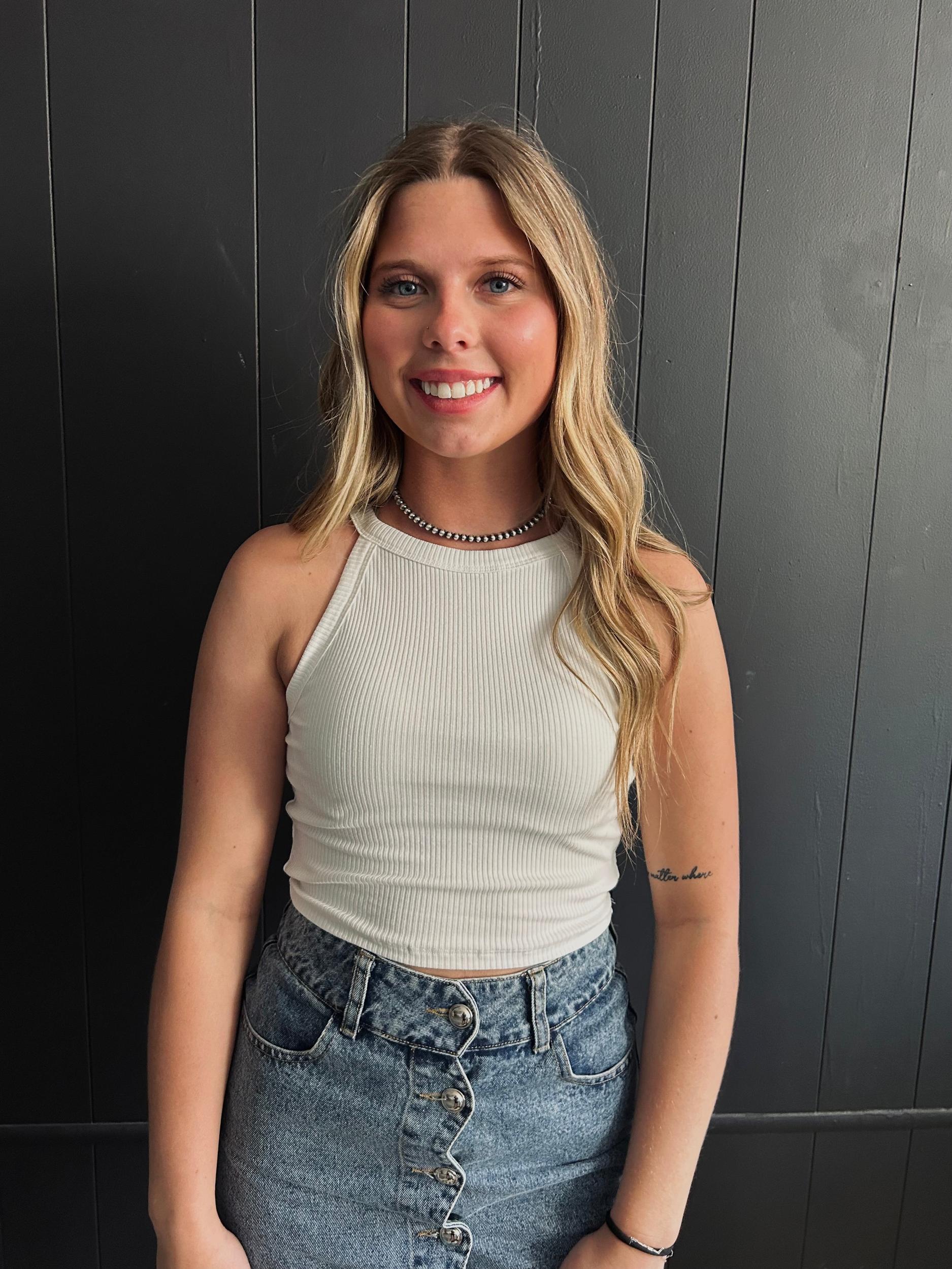 Cropped Sleeveless Knit Halter Top-5 Colors Product Image