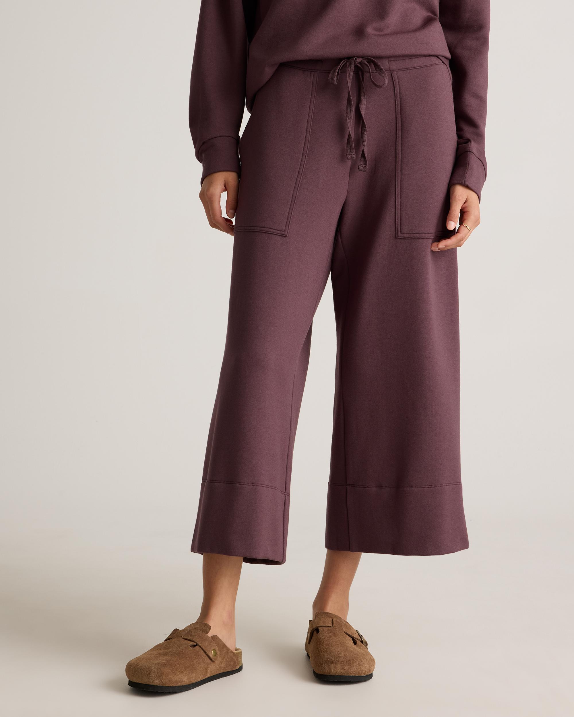 Quince | Women's SuperSoft Fleece Cropped Wide Leg Pants Lenzing Modal Product Image