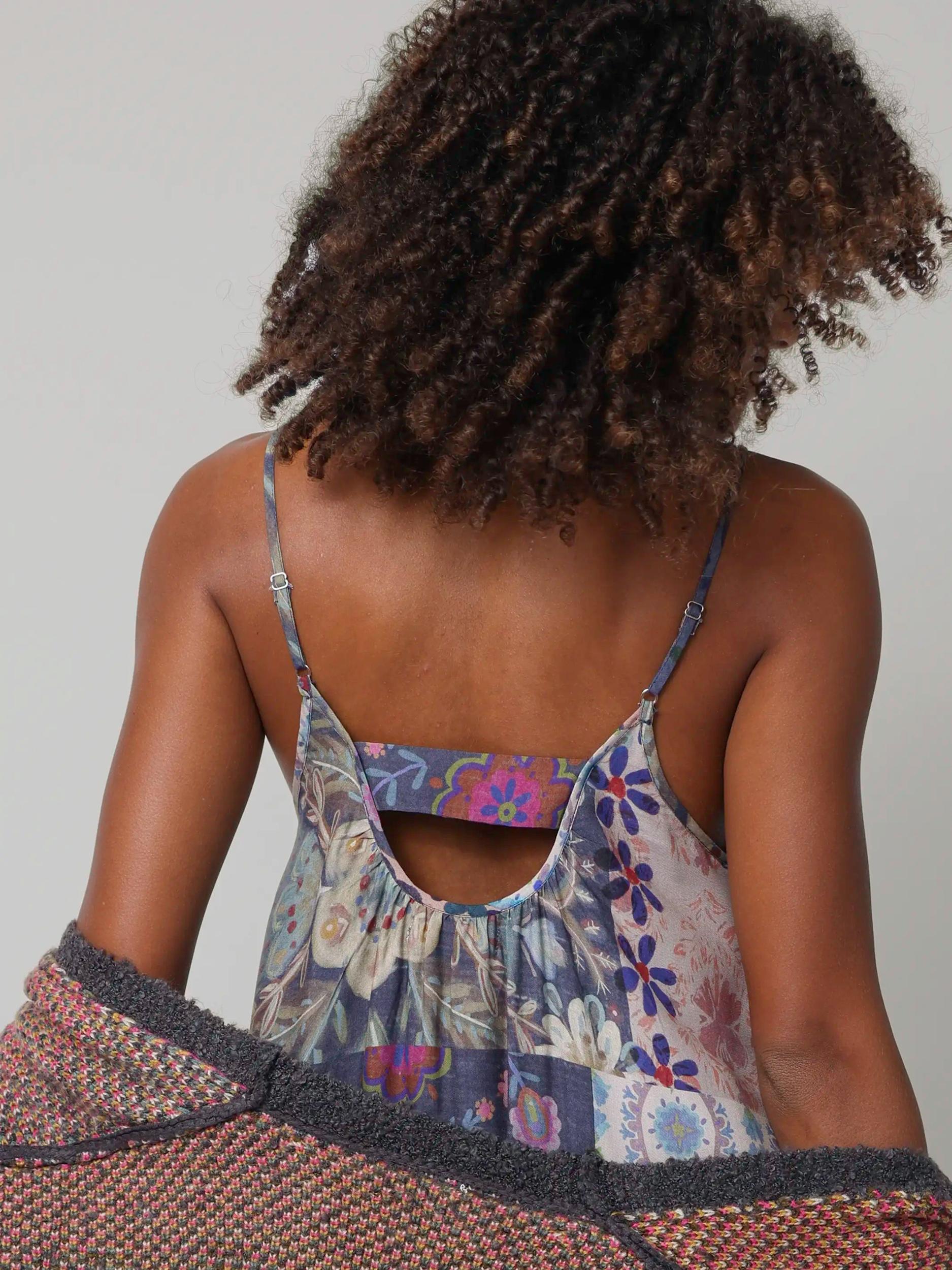 Lizzie Midi Dress - Blue Patchwork Product Image