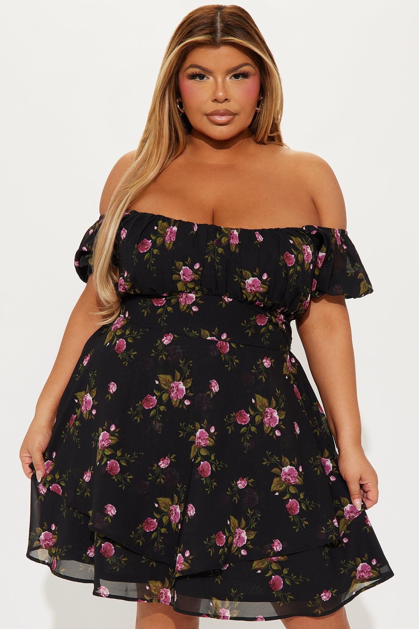 Lenora Floral Mini Dress - Black/combo Product Image