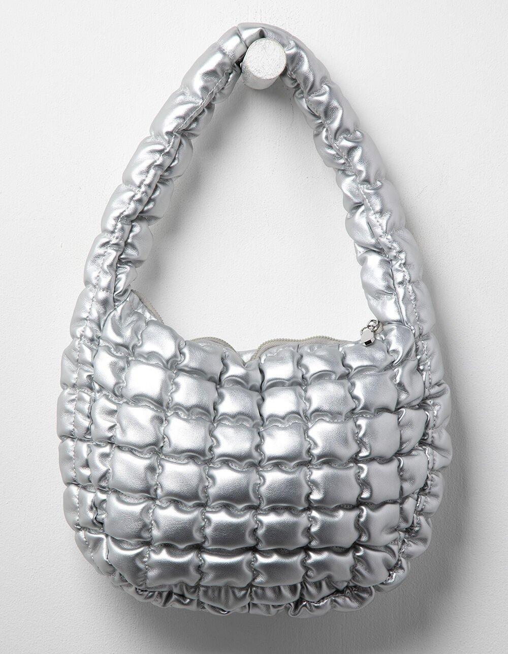 Quilted Shoulder Bag - SILVER Product Image