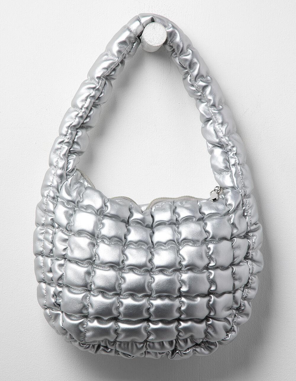 Quilted Shoulder Bag - SILVER Product Image