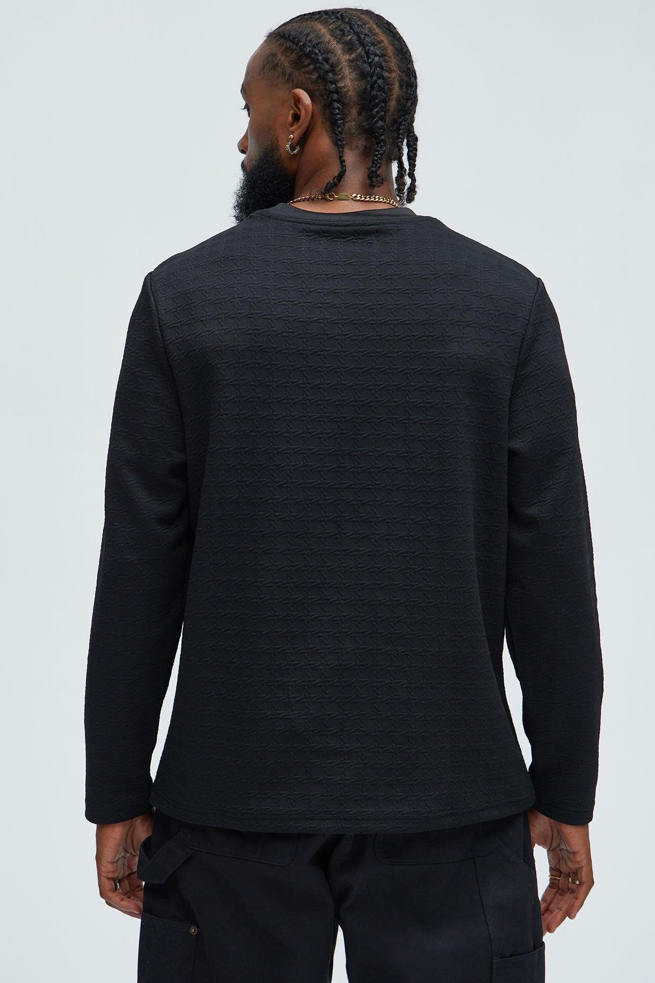 8AM Textured Long Sleeve Tee - Black Product Image