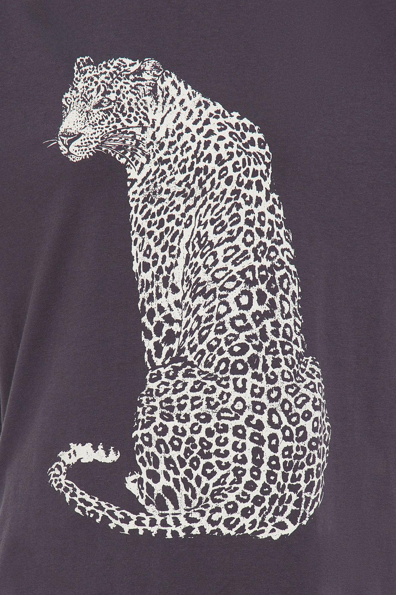 A Little Bit Wild Leopard Oversized Tee - Charcoal Product Image
