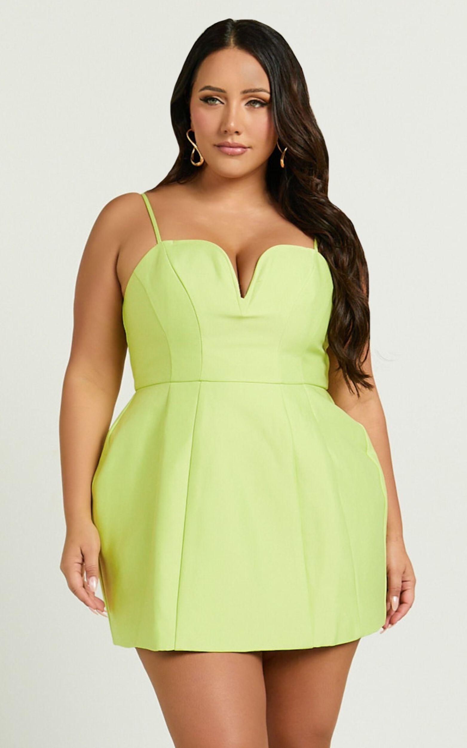 Amalie The Label - Kora Plunge A Line Mini Dress in Citrus Product Image