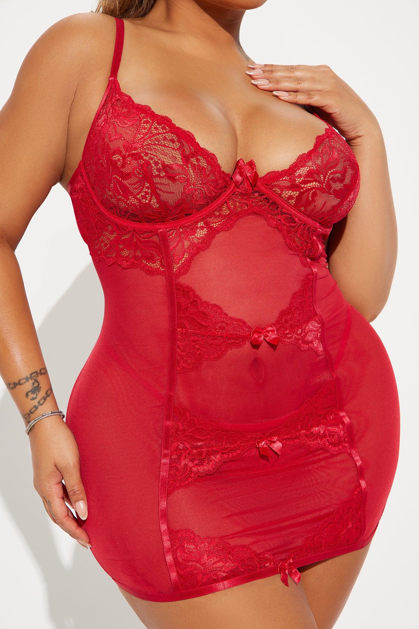 Forever Mine Lace Chemise - Red Product Image