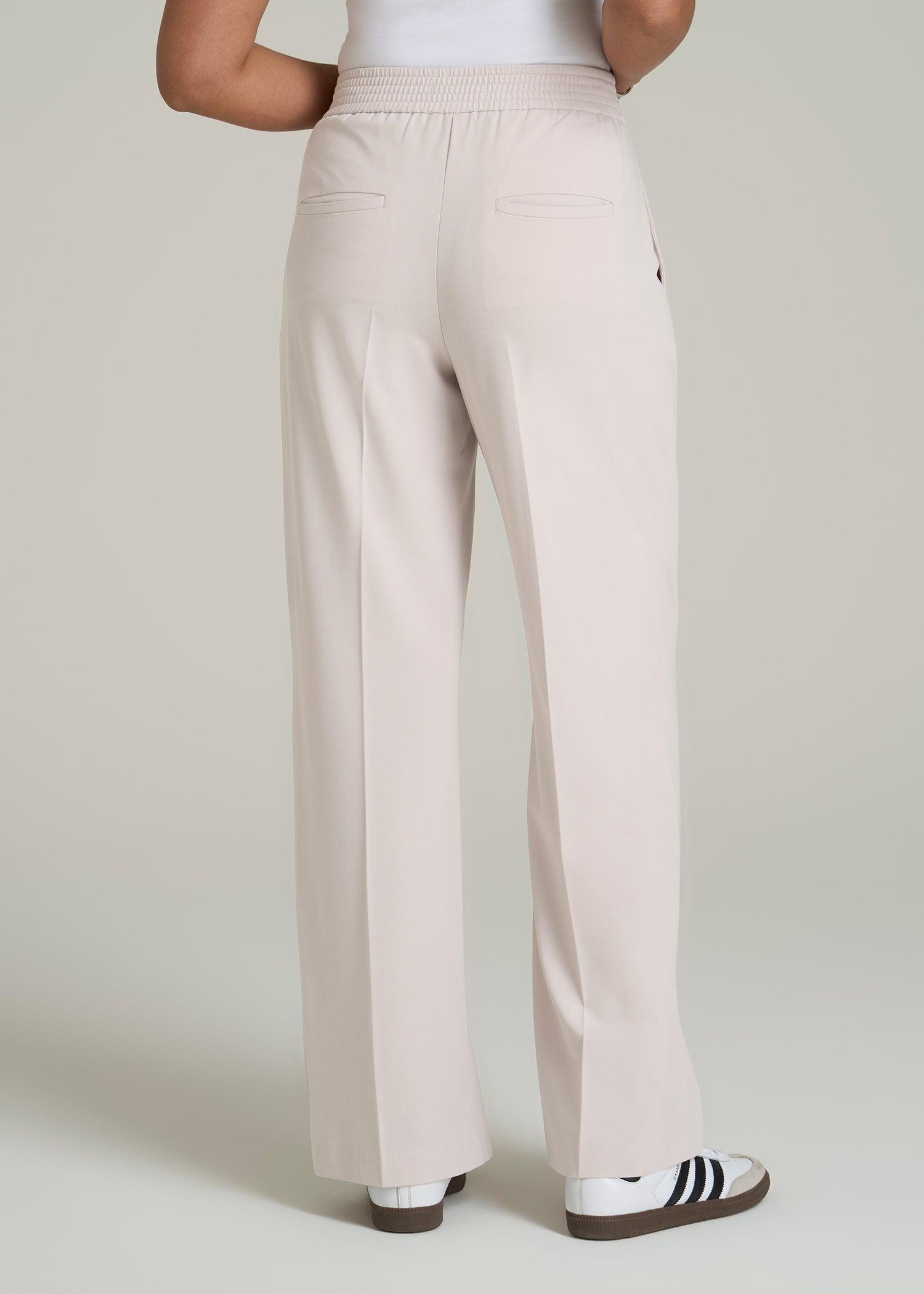 Flat Front Wide Leg Dress Pants for Tall Women in Drywall Tan Female Product Image