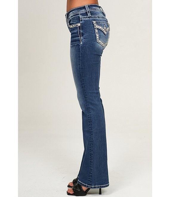 Miss Me Mid Rise Bootcut Embellished Pocket Jeans Product Image