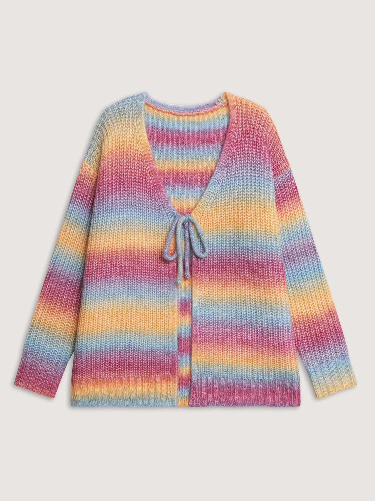 Colorful Front-Tie Heather Knit Cardigan Female Product Image