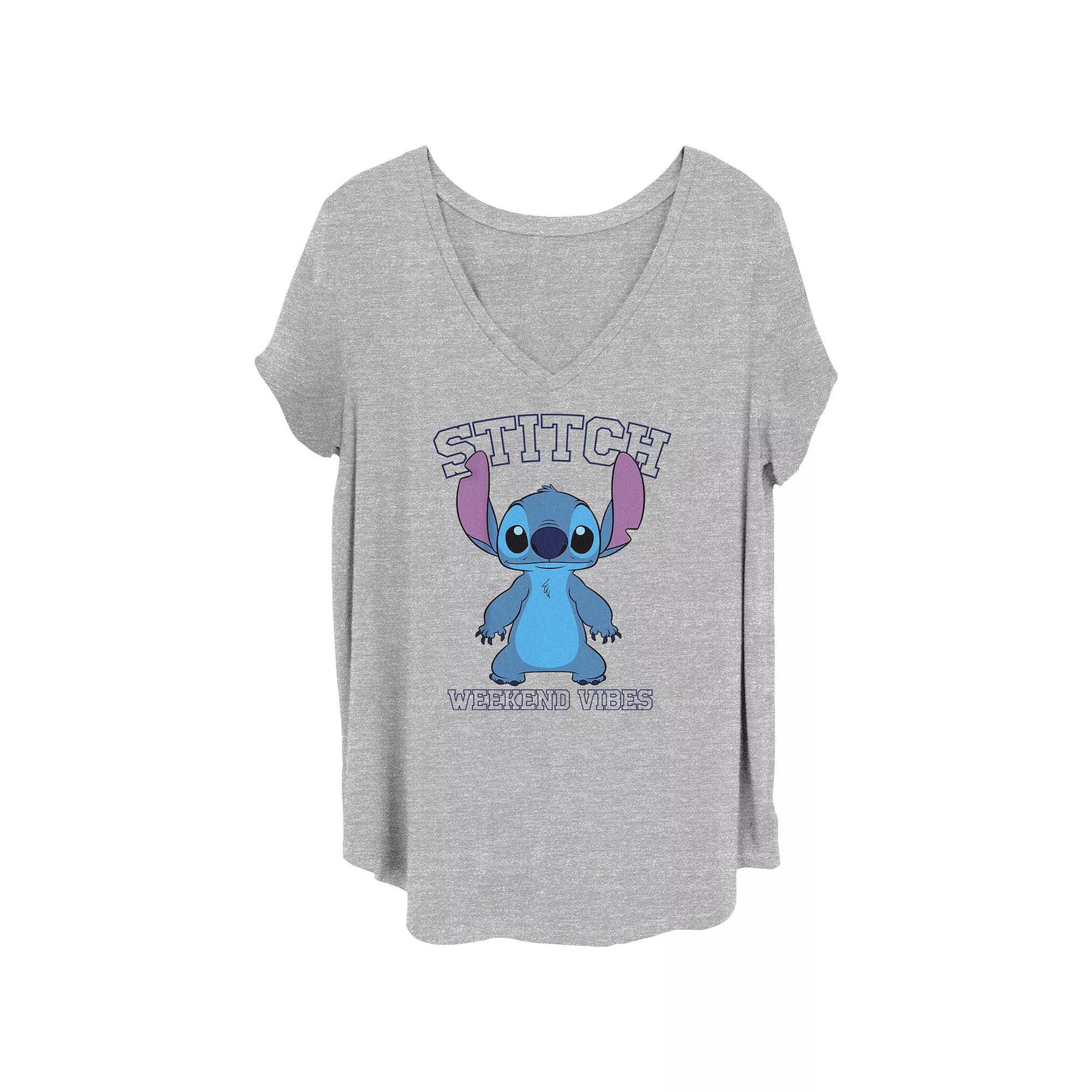 Disney's Lilo & Stitch Weekend Vibes Stitch Juniors' Plus Graphic Tee, Women's, Size: 2XL, Grey Gray Product Image