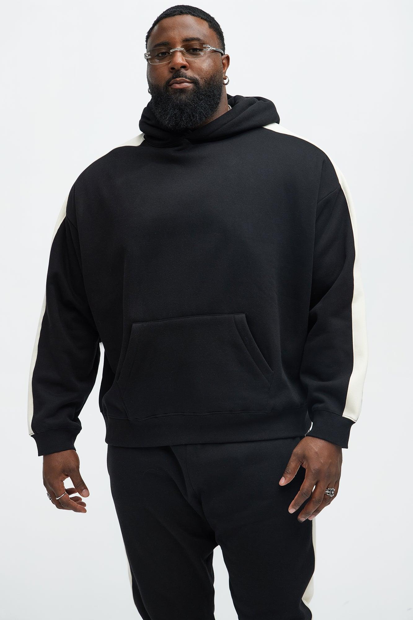Tyson Heavyweight Oversized Striped Hoodie - Black Product Image